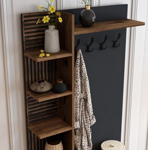 cumpără Mobilă pentru antreu Trendy Viyana D, Nuc, Antracit, 90x200x35cm (GTR001344) în Chișinău 