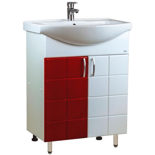 купить Шкаф под умывальник Mashtab 11695 Domino cu 2 usi 60cm Alb-Rosu в Кишинёве 