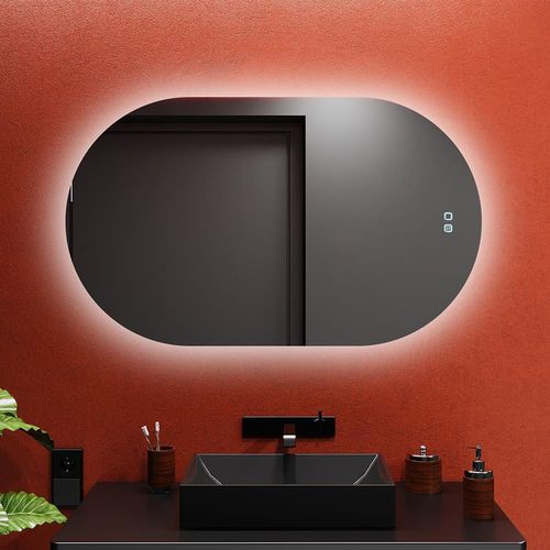 купить Зеркало для ванной Bayro Solar овальное 900x550 LED touch нейтральный c подогревом в Кишинёве 