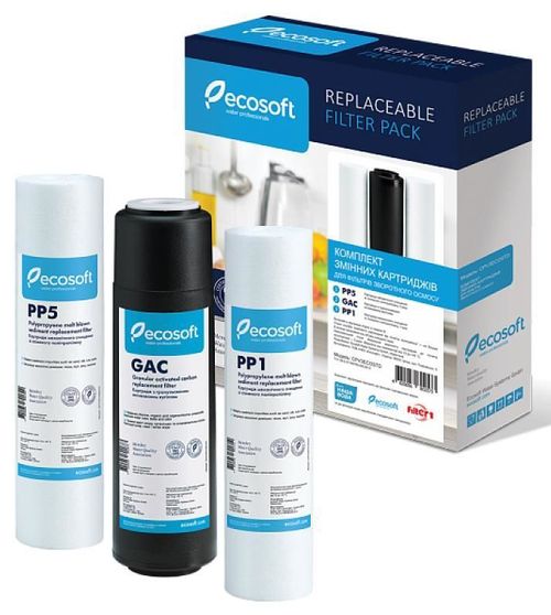 купить Картридж для проточных фильтров Ecosoft Set p/u sistem cu osmoza inversa (1-2-3) (CPV3ECOEXP) в Кишинёве 