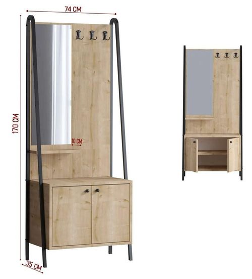 cumpără Mobilă pentru antreu Trendy Lumi Dec0145, StejarNegru, 74x170x35cm (GTR005928) în Chișinău 
