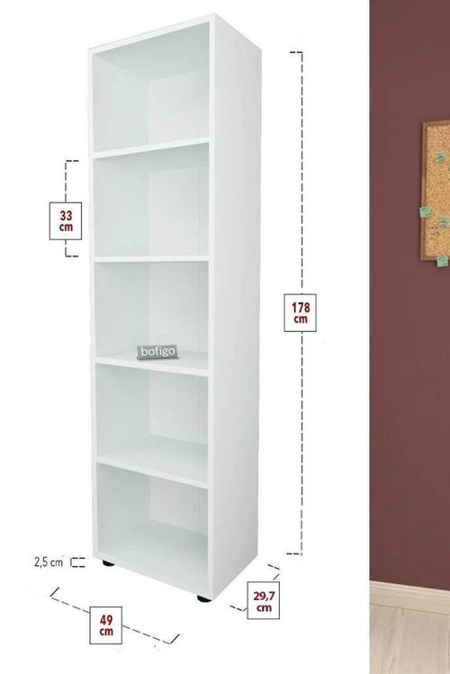 купить Офисный стеллаж Nex Home Folder, 49x30x178 cm, Белый  (13-25-01) в Кишинёве 