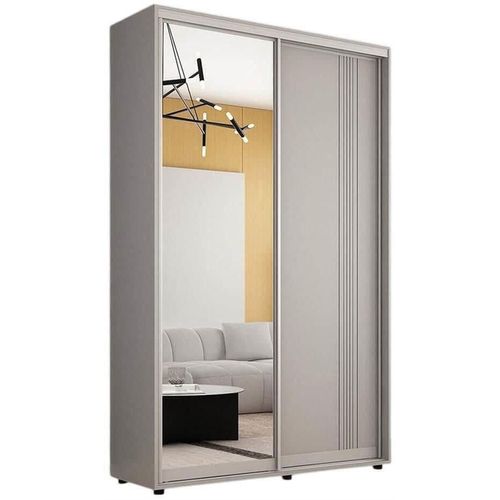 cumpără Dulap Mobildor-Lux Compact uși glisante Oglindă + PAL cu ornament linii (170x45x210H cm) Grey în Chișinău 