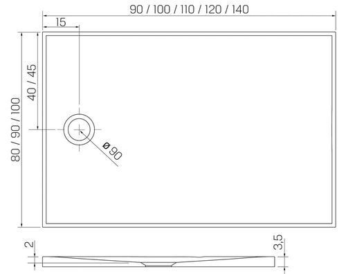 cumpără Cadița de duș New Trendy Nex Rectangular white 140x90x3,5 B-0465 în Chișinău 