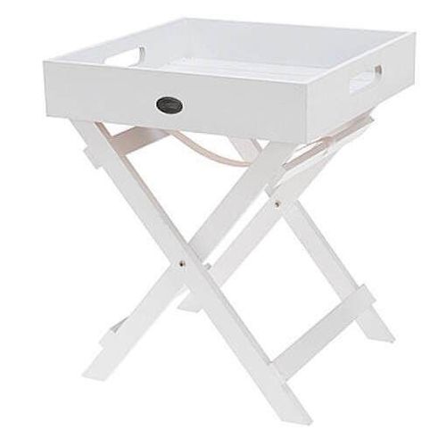 cumpără Tavă de bucătărie Promstore 50949 Masa de servire 30x30x36cm, alba, lemn, cu picioare pliabile în Chișinău 