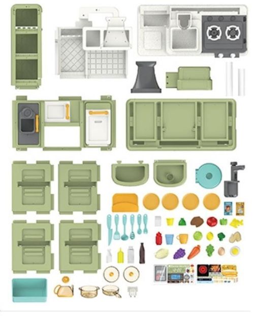 купить Игрушечная кухня и посуда Essa 8086B Micul chef, bucătărie interactivă cu accesorii, 64elem в Кишинёве 