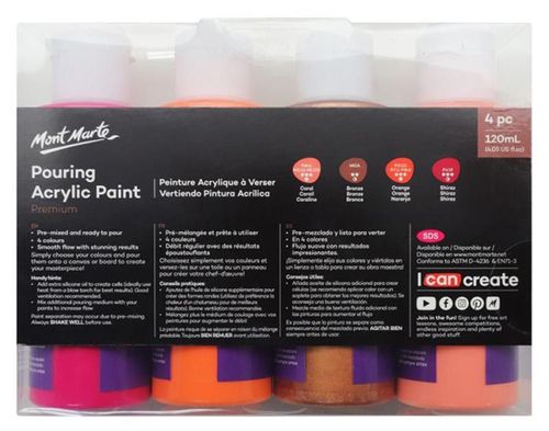 купить Набор для творчества Mont Marte PMPP4002 Set vopsele acrilice in flacon 120ml x 4buc, Coral в Кишинёве 