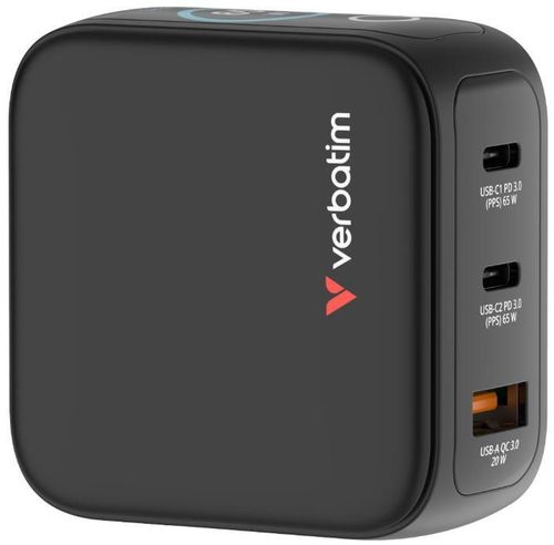 купить Зарядное устройство сетевое Verbatim VER_30238 Mini GaN Charger with Display 65W в Кишинёве 