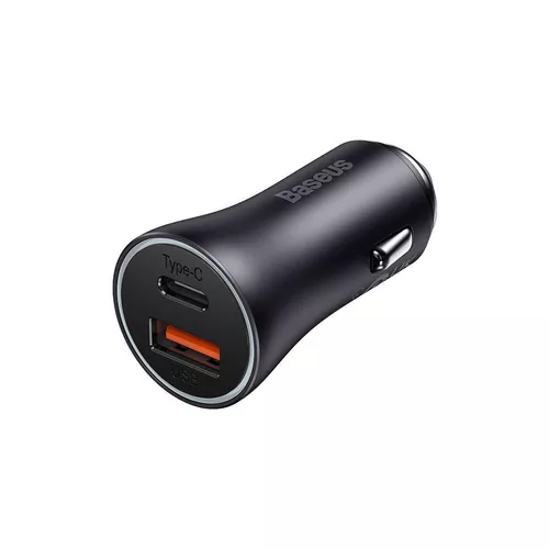 купить Зарядное устройство для автомобиля Baseus CGJM000113 Car Charger Golden Contactor Max USB+Type-C 60w, Grey в Кишинёве 