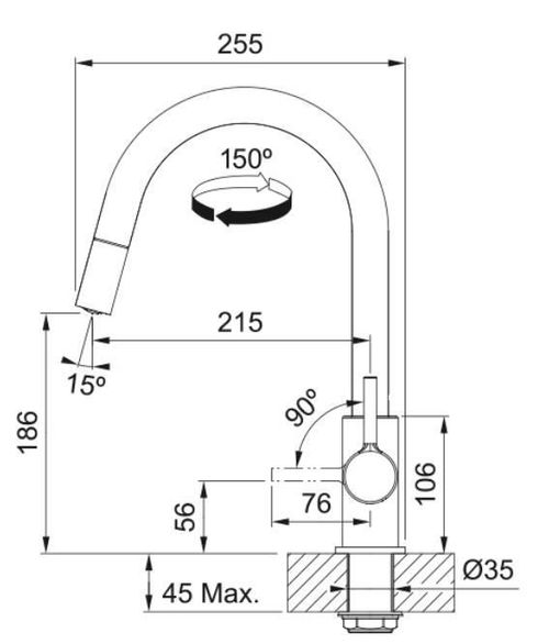 купить Смеситель кухонный Franke 115.0693.229 Lina J Extractibil Crom в Кишинёве 