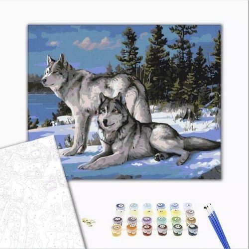 купить Картина по номерам BrushMe BS51412FC 40х50cm (fără cutie) Lupii apărători в Кишинёве 