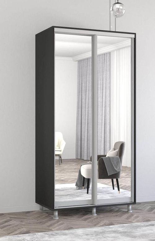 купить Шкаф Mobildor-Lux Зеркальные раздвижные двери Aron-P (140x60x200 см) Anthracite в Кишинёве 