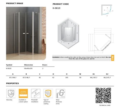 cumpără Cabină de duș New Trendy New Soleo pentagonal 90x90x195 Hinged 6mm Active Shiel K-0610 în Chișinău 