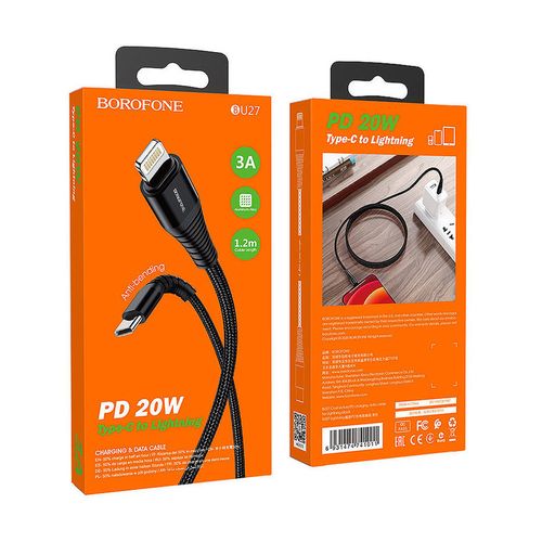 cumpără Cablu Borofone BU27 Cool victory PD 20W charging data cable Type-C to Lightning 1m, black 741011 în Chișinău 