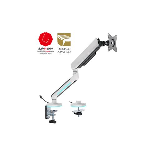 купить Крепление мониторов Brateck LDT54-C012L RGB Lighting Gaming Monitor Arm with built-in control, for 1 monitor, Clamp-on, 17"-32", Tilt Range +40° ~ -40°; Swivel Range +90° ~ -90°; Screeen Rotation 360°, VESA: 75x75, 100x100, Arm Extend: 477mm, Weight Capacity per screen 9 Kg (Кронштейн для игрового монитора с RGB-подсветкой и встроенным управлением, для 1 монитора, с зажимом) в Кишинёве 