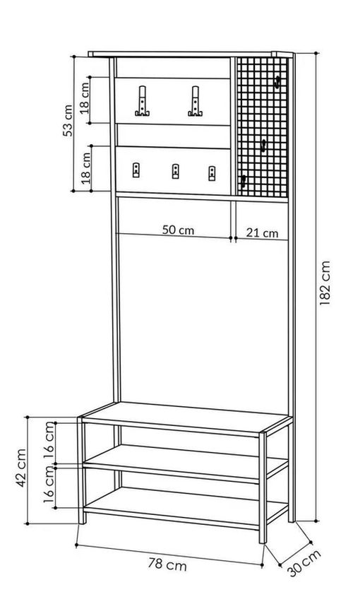 cumpără Mobilă pentru antreu Trendy Nomad Portmanto Antracit, 78x182x30cm (GTR001334) în Chișinău 