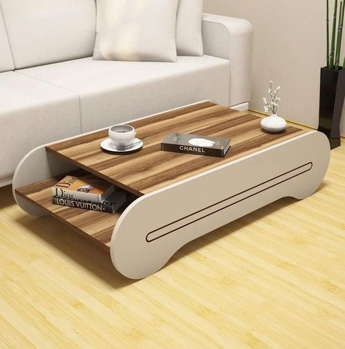 купить Журнальный столик Trendy Cool, орех, кремовый 120x30x63 см в Кишинёве 