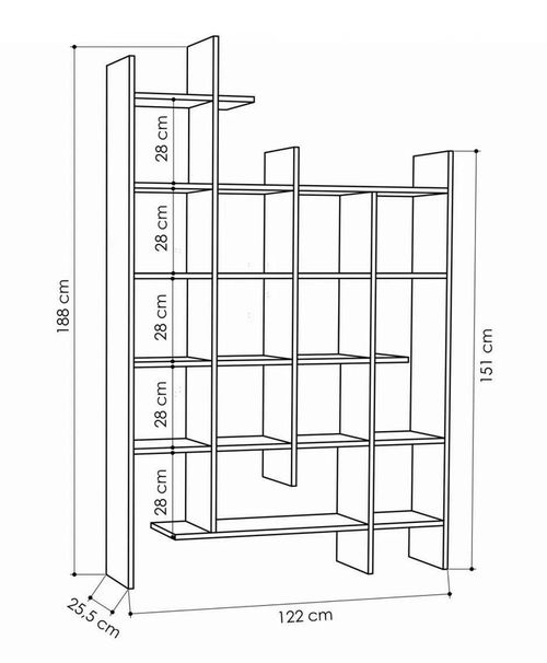 cumpără Raft de birou Trendy Manco, Stejar 122x188x25cm, raft de carti în Chișinău 