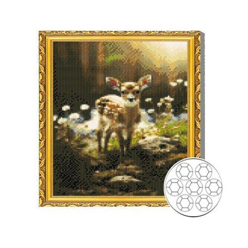 cumpără Tablou pe numere Art Gallery GB87751 Mozaic cu diamante 30x40cm Pui de cerb in padure de primavara în Chișinău 