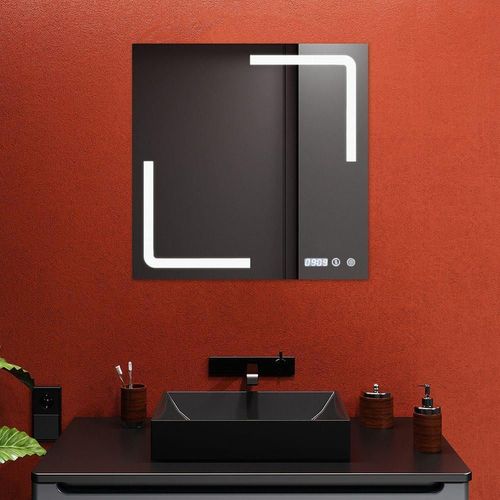 купить Зеркало для ванной Bayro Edge 600x600 LED touch c подогрев, часы, термометр в Кишинёве 