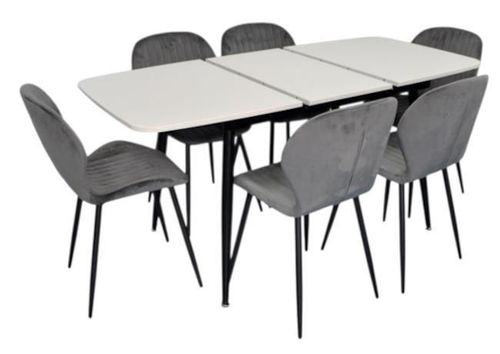 купить Комплект стол и стулья Evelin di Costacurta стол DT-532R B + 6 стульев YTC-064B Blu-14 (Dark grey) в Кишинёве 
