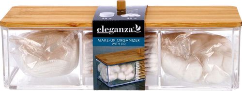 купить Короб для хранения Eleganza 51307 Organizator 23X9X6cm capac bambus+200buc betisoare+30bile+30discuri в Кишинёве 