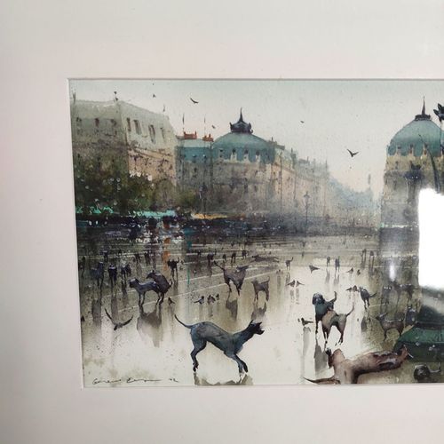 купить Eugen Gorean - „Conference in Paris” watercolor on paper, 2022 в Кишинёве 