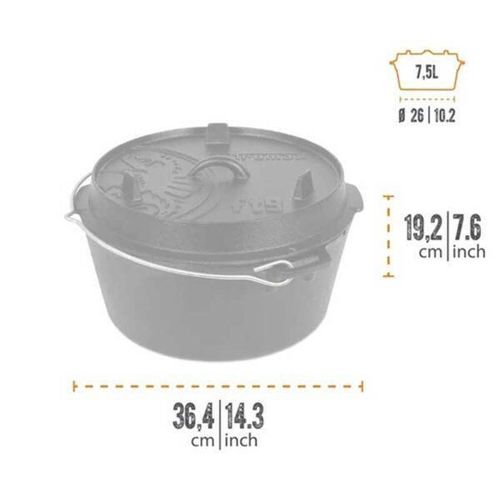 купить Казан Petromax Dutch Oven 8L cu capac si fund plat, fonta в Кишинёве 