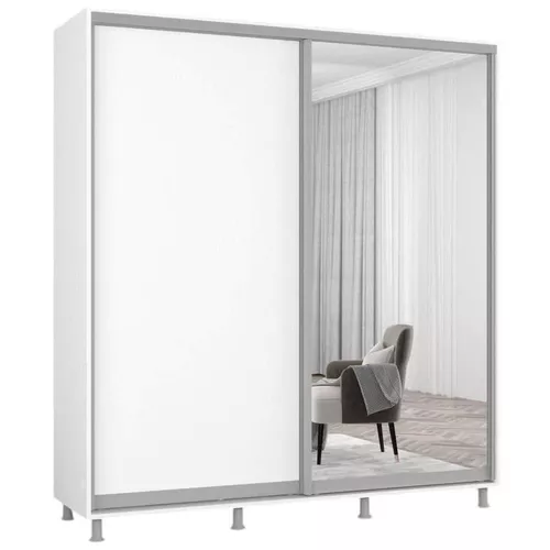 купить Шкаф Mobildor-Lux Раздвижные двери Aron-P из зеркала и ДСП (190 x 60 x 240 см) Бриллиантовый белый в Кишинёве 