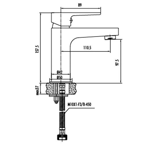 купить Смеситель для умывальника Creavit Sharp Lavoar Black SR1500S в Кишинёве 