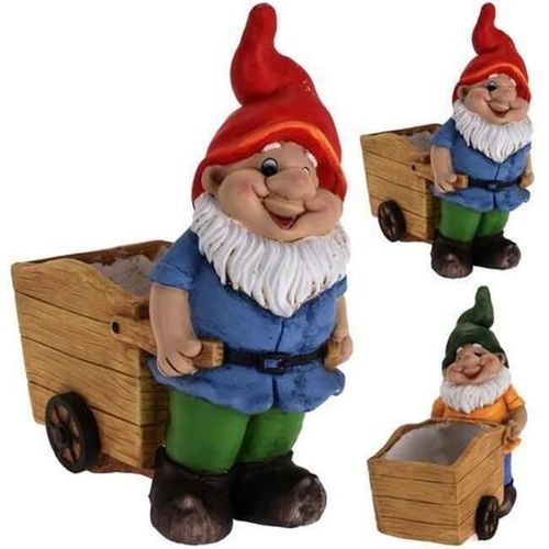 купить Цветочный горшок ProGarden 11890 Гном с тележкой 38.5x32.5cm, керамика в Кишинёве 