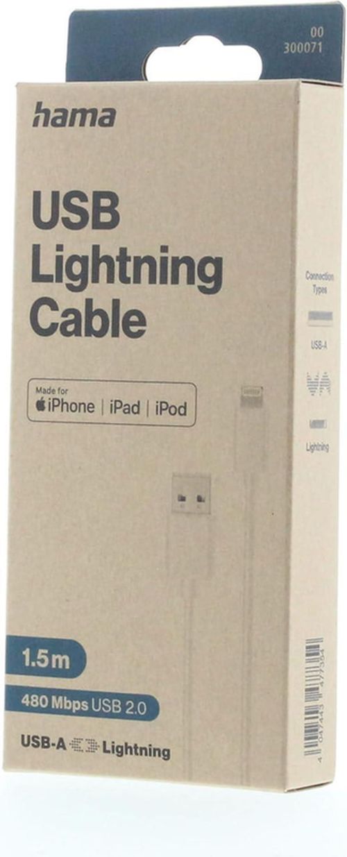 cumpără Cablu telefon mobil Hama 201800 Charging Cable, USB-A - Lightning, for iPhone/iPad, MFi, 1 m în Chișinău 