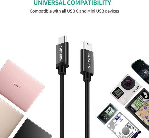 cumpără Cablu telefon mobil Ugreen 70873 Type-C to Mini USB 2M Nickle Plated ABS US242, Black în Chișinău 
