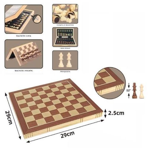 купить Настольная игра Essa 3329-001SB Tablă de Șah din lemn cu piese magnetice в Кишинёве 