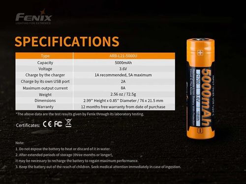 купить Аккумулятор Fenix ARB-L21-5000U Li-ion Battery в Кишинёве 