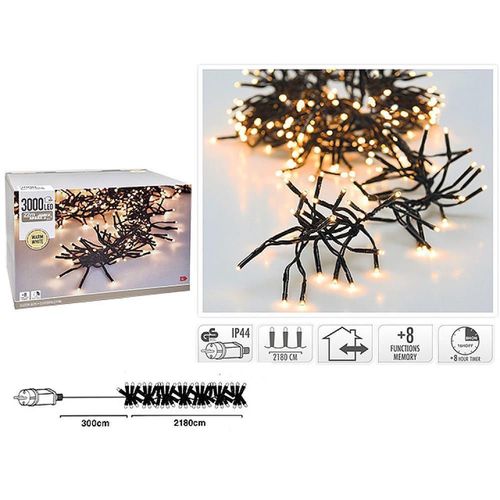 купить Гирлянда Promstore 56507 Luminite de Craciun Dense, 3000LED alb, 39m, 8reg., timer, in/out в Кишинёве 