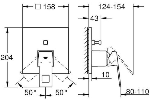 cumpără Baterie de duș Grohe Eurocube OHM 2 cai 24062000 în Chișinău 