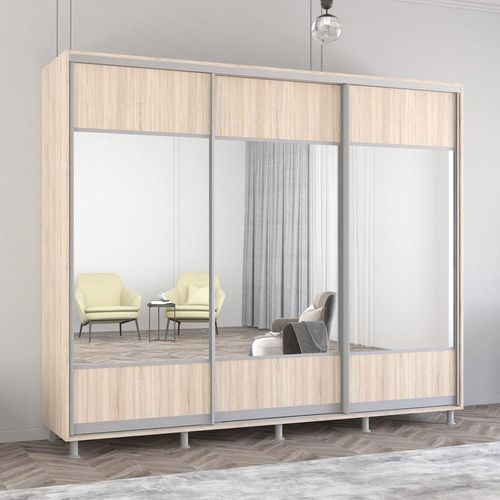 купить Шкаф Mobildor-Lux Aron uși glisante din PAL cu oglindă orizontal (260x60x230H cm) Sonoma в Кишинёве 