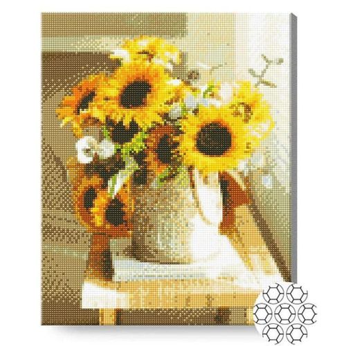 купить Картина по номерам Art Gallery GA87168 Mozaic cu diamante 40x50cm Floarea-soarelui aprinsi в Кишинёве 