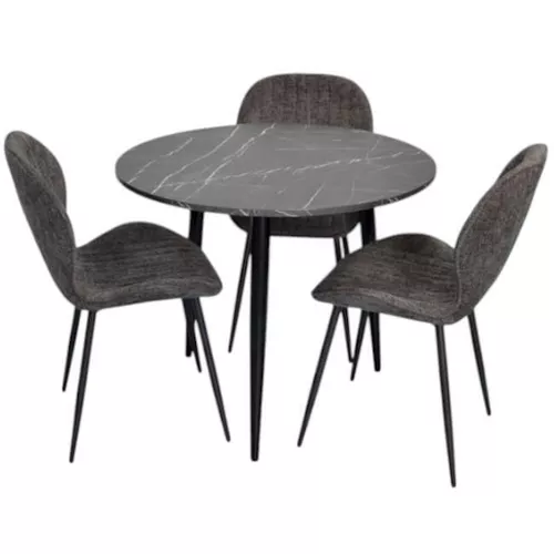 купить Комплект стол и стулья Evelin di Costacurta стол DT-404-6B + 3 стула YTC-064B UF885-15 (Dark grey) в Кишинёве 