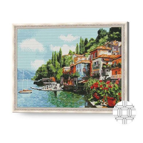 купить Картина по номерам Art Gallery QB201811 Mozaic cu diamante patrate 40x50cm Oras de coasta в Кишинёве 