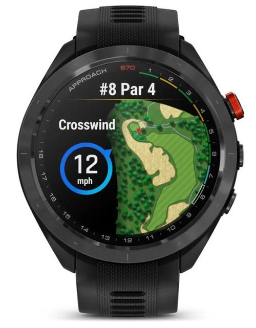 cumpără Ceas inteligent Garmin Approach® S70 47 mm Black Ceramic Bezel with Black Silicone Band (010-02746-12) în Chișinău 