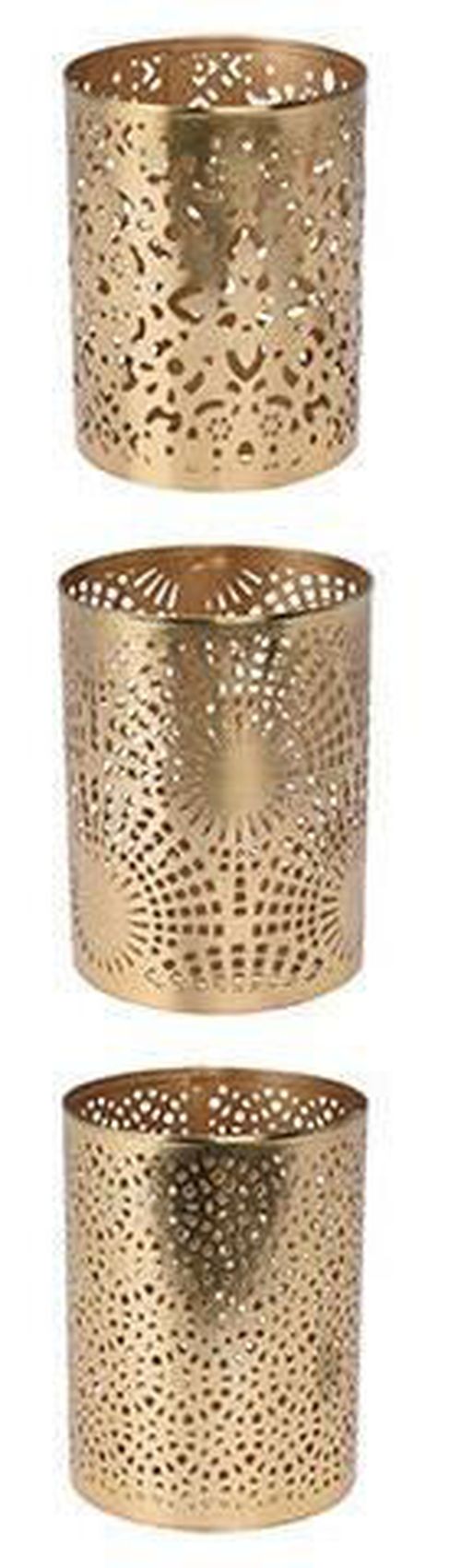 купить Декор Holland 27438 Gold Подсвечник металлический Цилиндр резной D7.5x10cm в Кишинёве 
