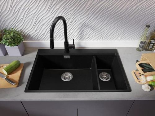 cumpără Chiuvetă bucătărie Primagran Oslo 80 Duo Top Black + accesorii 530x780 MOVKC în Chișinău 
