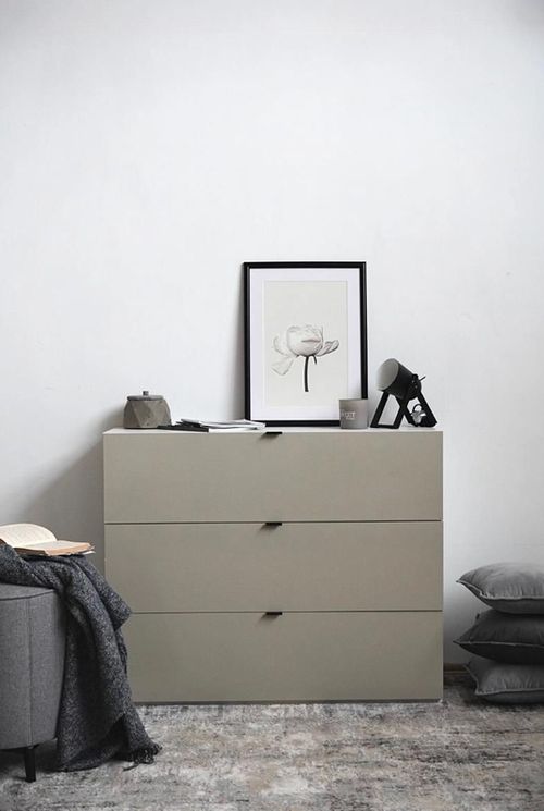 купить Комод Fabrik Home Hardy 3 ящика (1100x910x390) Белый ясень/Светло-серый мат в Кишинёве 