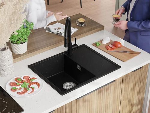 cumpără Chiuvetă bucătărie Primagran Ibiza 620-45 Black metallic + accesorii 500x620 MI6KM în Chișinău 