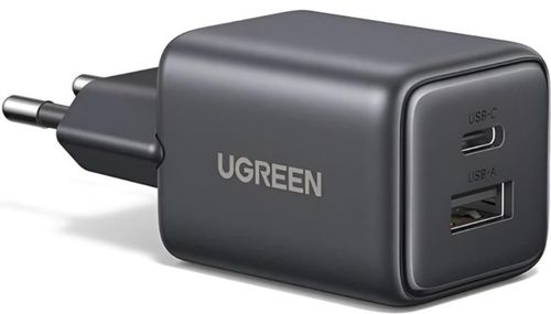 купить Зарядное устройство сетевое Ugreen 65737 GaN USB-A, Type-C, 20W QC3.0, X514, Black в Кишинёве 