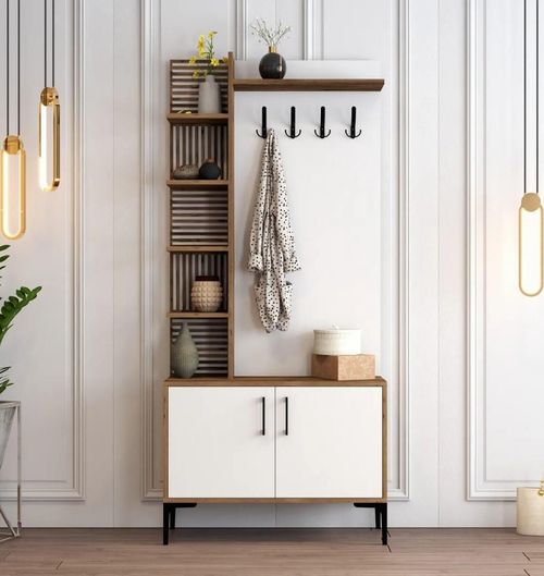 cumpără Mobilă pentru antreu Trendy Viyana D, Nuc, Alb 90x200x35cm (GTR001346) în Chișinău 