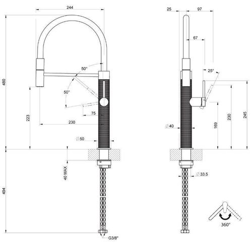 купить Смеситель кухонный Gessi 60014-727 Gessi 316 Brass Brushed PVD в Кишинёве 