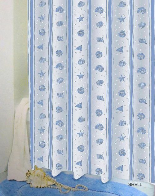 cumpără Perdea de duș Bisk 03810 PEVA SEA SHELL albastru 180x200 în Chișinău 